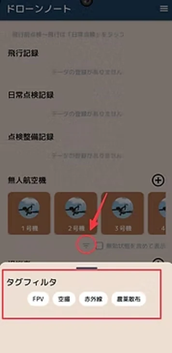 無人航空機一覧のタグフィルタ